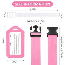 Flintronic 4 Pcs Luggage Straps with Luggage Tags, Adjustable Packing Belts for Suitcases Security Non-Slip Travel Belt Travel Accessories（Pink/Blue）