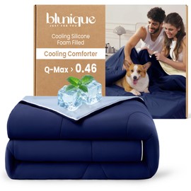 blunique Cooling Silicone Foam Filled Cooling Comforter,Cooling Blanket for Hot Sleeper,Queen Size Summer Ice Comforter,All-Season Lightweight Bedding,Keep Cooling&Breathable All Night(88"x88")