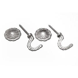 Curtain TIE Hold Back Hooks Rosette & Plate MATT Chrome (4 Pairs)
