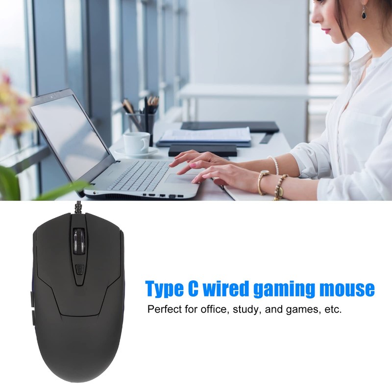 Type C Mouse, Wired USB C Mouse Gaming Mouse Ergonomic