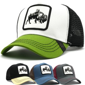 Gorra de Hombre Beisbol Visera Curva Parche Animales Trucker Camionero Malla Transpirable Ajustable y Juvenil para Deportes Aire Libre, Regalo Unisex, Accesorio Moda (MX/US, Alfa, Talla única, NEGRO)