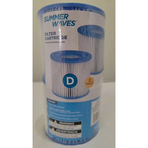 Type D Pool Filters Summer Waves, Mainstay, Intex Style. Replacement 2 pack