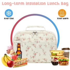 Bluboon Kids Girls Lunch Bag Insulated Lunch Box for school Corduroy Lunch Cooler Organizer School Kids Lunch Tote