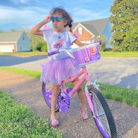 JOYSTAR 18 Inch Girls Bikes Ages 5-8 Years Girl 45-52" Children Bicycle with Training Wheels and Hand Brake & Kickstand Kids' Bicycles Pink