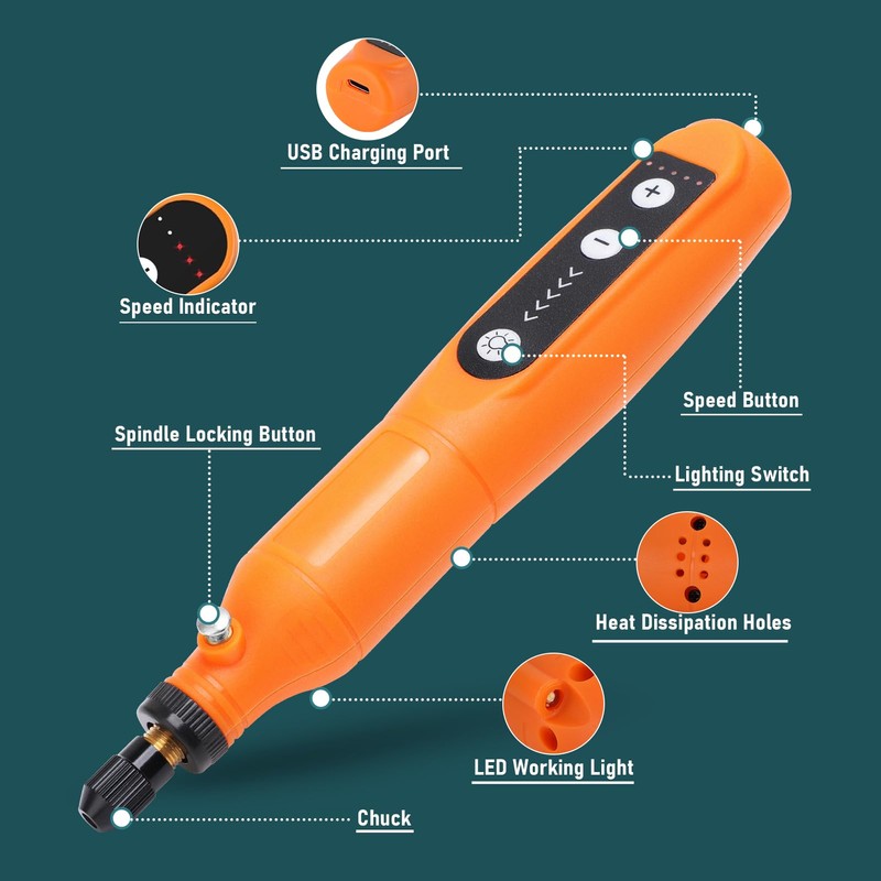 Mini Cordless Rotary Tool 5 Speed Mini Grinder Electric Detail