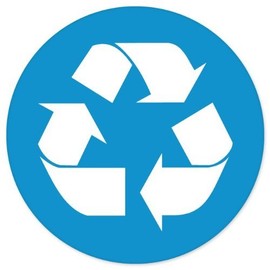 Recycle Symbol Decal for Trash Cans or Recycling Bins or Garbage Containers Blue Vinyl Decal Logo Circle Sticker Decal 4" Round Set of 2
