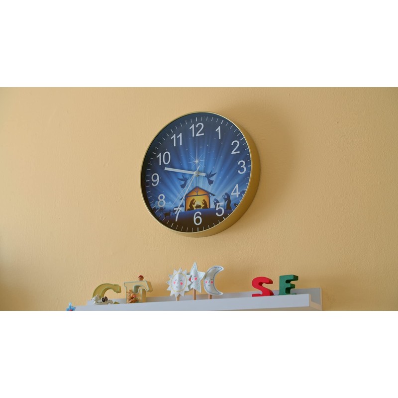 The Prayer Clock - Nativity Version 12" Gold Trim