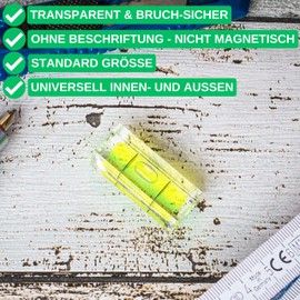 Rectangular Level Set, 5 Pieces, 40 x 15 x 15 mm, Yellow Spirit Level with Air Bubble, Dragonfly Water Scale, 1 Way Leveling, Can Level for Caravan, Camera, DIY, Furniture, Bullseye Spirit Level