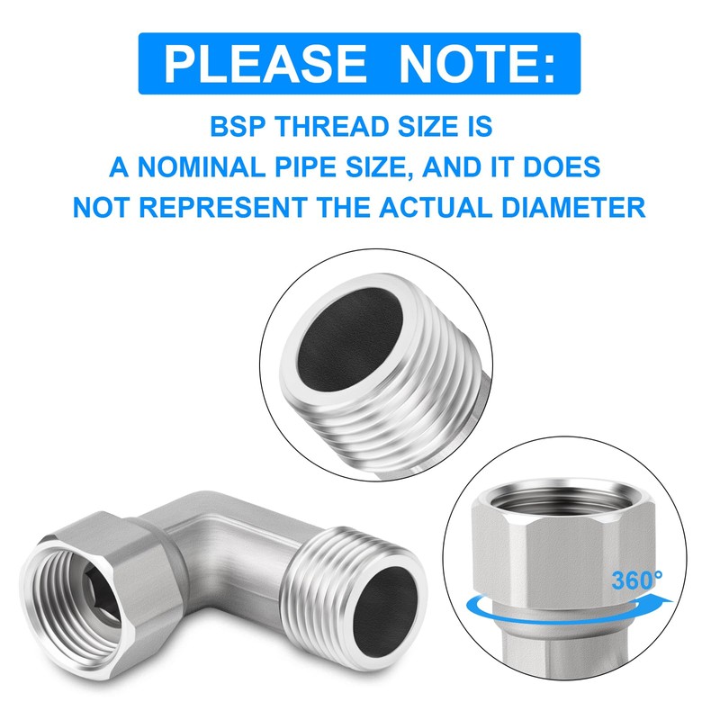 ERGAOBOY 1 Pcs 304 Stainless Steel 90 Degree Elbow 2