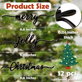 BORAMDO Christmas Wooden Letter Wall Sign Decor 12Pcs, Wooden Words Cutouts for Home Decorations, Table Plate Rustic Ornaments, Blessed Joyful Believe Welcome Merry Christmas Black Wooden Signs…