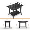 Bamboo Shower Stool Bench Waterproof with Storage Shelf for Shaving