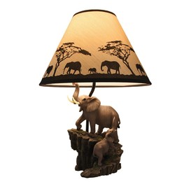 Elephants on Expedition Sculptural Table Lamp w/Decorative Shade