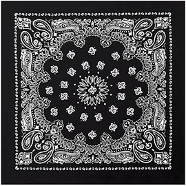 ARMYU 12-Pack Trainmen Paisley Bandanas Head Scarf Do-rag Cotton Cover Biker Rags Classic Bandanna 27" (Black)