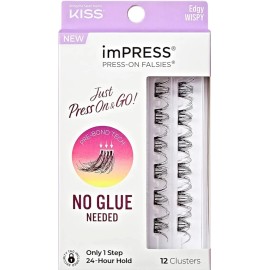 KISS IMPRESS PRESS ON FALSIES Edgy Wispy 12 Clusters. No Applicator