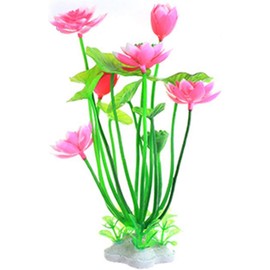 Qintreesify Pink Artificial Water Plants, Aquatics Grass Flower Simulation Wedding Favors Plastic Artificial Lotus Fish Tank Ornament Aquarium Décor Plastic Plants for Party Fish and Aquatic Pets