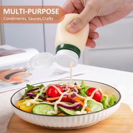 BULGILIA Condiment Squeeze Bottles, 3.3-oz salad dressing container to go, Leak Proof - Great for Sauce, Ketchup, Dressing, Oil - Easy Pour & Clean, BPA-FREE Plastic - 4 PACK