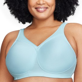 Glamorise Women's Full Figure MagicLift Plus Size Seamless Wirefree Back Close Sports Bra #1006, Frosted Aqua, 42DD