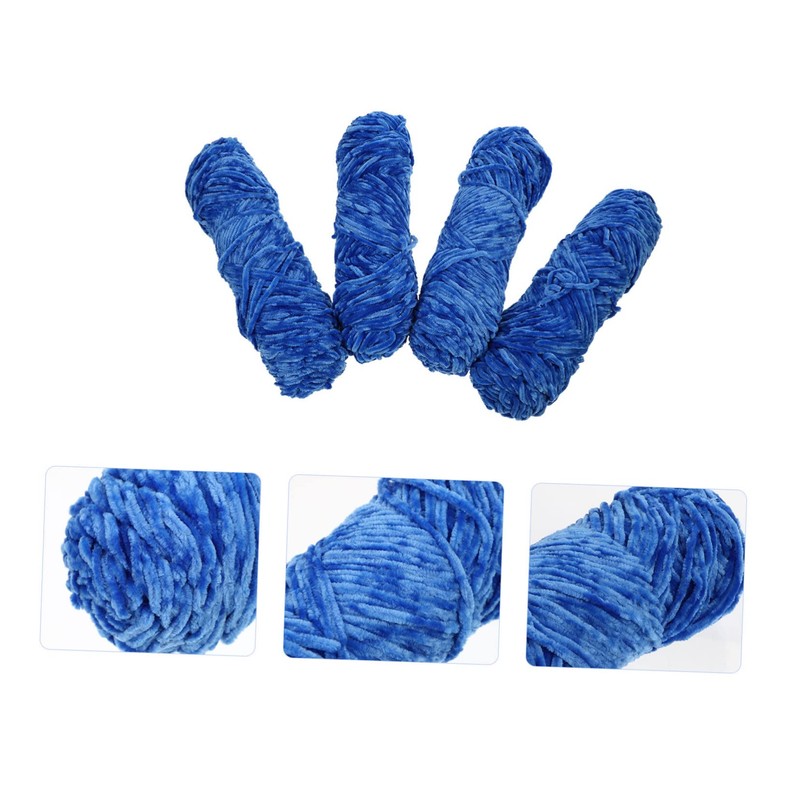 DOITOOL 4pcs Chenille Wool Yarn Soft Hand-Knitted Material for Crafting