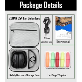 ZOHAN EM054 Electronic Ear Protection for Shooting Range with Sound Amplification Noise Reduction, Ear Muffs for Gun Range (Black Case)