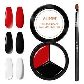 AIJIMEI 3in1 Solid Nail Polish Nail Polish Cream solid gel polish SolidCreamGel Soak Off Gel Nail Art DIY Manicure for Home Salon SolidNailpolishCream 0.5oz/15ml. Solid Gel NailPolish (A08)
