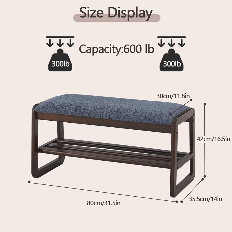 Achicsofar Shoe Rack Bench,2 Tier Wooden Entryway Bench with Shoe