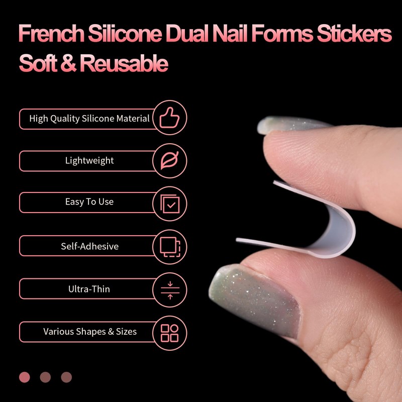 siyuwuro 60Pcs 5 Shapes Nail Tips Stickers Model 12 Size