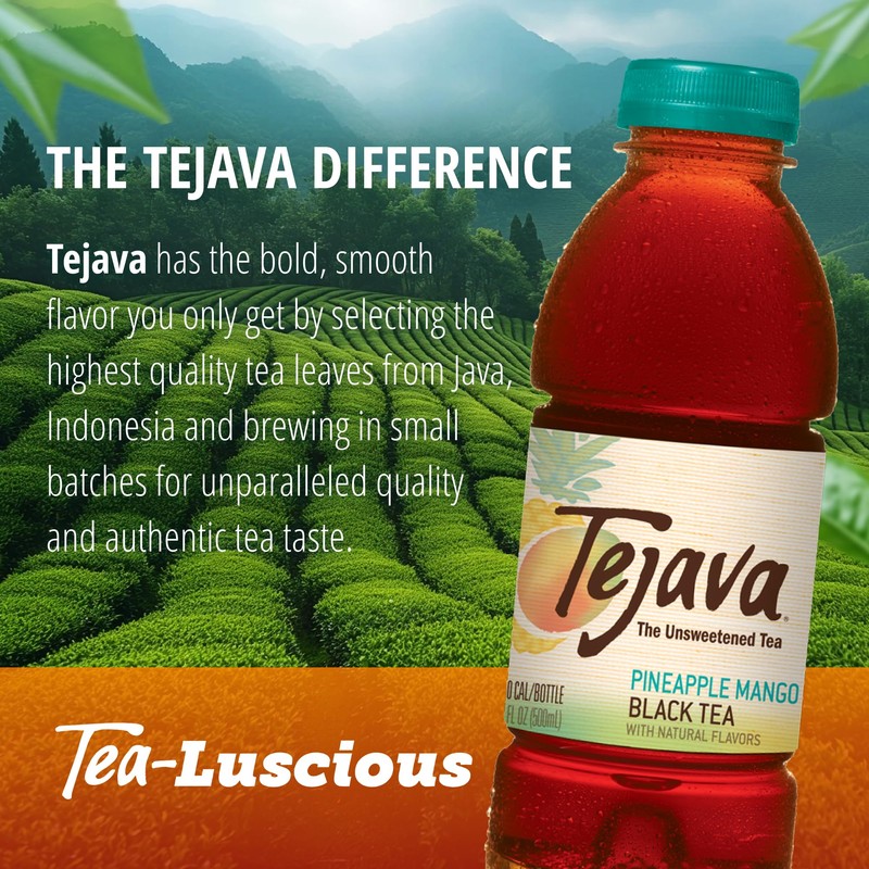 Tejava Pineapple Mango Black Tea, 6 Pack 16.9 oz PET,