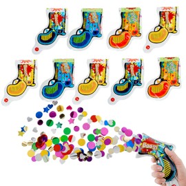10 Pcs Inflatable and Portable Confetti Poppers, Funny Party Inflatable Toy Poppers Confettis for Birthday Anniversary, Confetti Popper with 10 Straws for Kids Adults