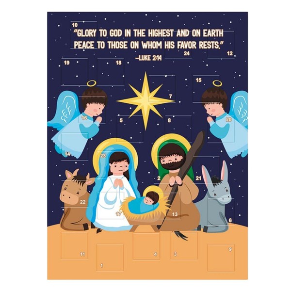 Religious Advent Calendar, 2024 Christmas Countdown, Holy Family with Angels,