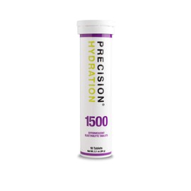 Precision Hydration Lite Electrolyte Drink - Multi Strength Effervescent Hydration Tablets - Combats Cramp - Low Calorie, Gluten Free, Vegan/Vegetarian Friendly, NSF (1 Tube, 1500mg/L - Purple Tube)