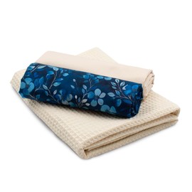 VmG-Store Waffle pique + cotton fabric set, colour-coordinated waffle fabric, 100% cotton fabric, Tex Standard 100 (shrub flowers, cobalt set43)