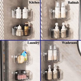 UNIKON Corner Sponge Holder, Suction Cup Sink Caddy Organizer, Kitchen Faucet Caddy, clear