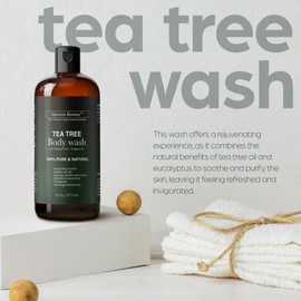 Antibacterial Tea Tree Oil Body Wash For Men & Women Remedy Soap Extra Strength - Helps Treat Acne, Athletes foot, Eczema, Toenail Fungus & Jock Itch & Ringworm (16 Fl Oz (Pack of 2)