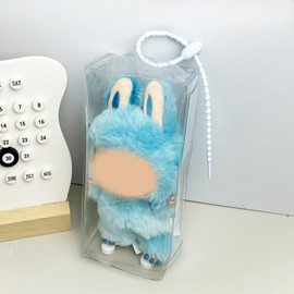 Clear Display & Storage Case for 17&15cm Plush Doll PVC Bag with Detachable Keychain for Collectible Toys and Cosmetics, Portable Cases for Travel or Home Decor (Waterproof and dustproof Cover)