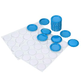 PATIKIL 40 Set Bottle Caps for Crafts, 1 Inch Double Sides Printed Craft Bottle Caps with Clear Resin Epoxy Stickers for DIY Craft Badge Making, Light Blue