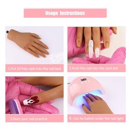 Mano de entrenamiento de práctica de uñas para uñas acrílicas con soporte de soporte, mano de maniquí de silicona suave, flexible y flexible, para práctica de uñas, herramienta de práctica de arte