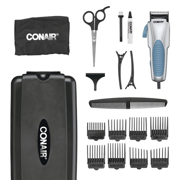 ConairMAN Custom Cut, Hair Clippers for Men, No Slip Grip 18-piece Home Hair Cutting Kit