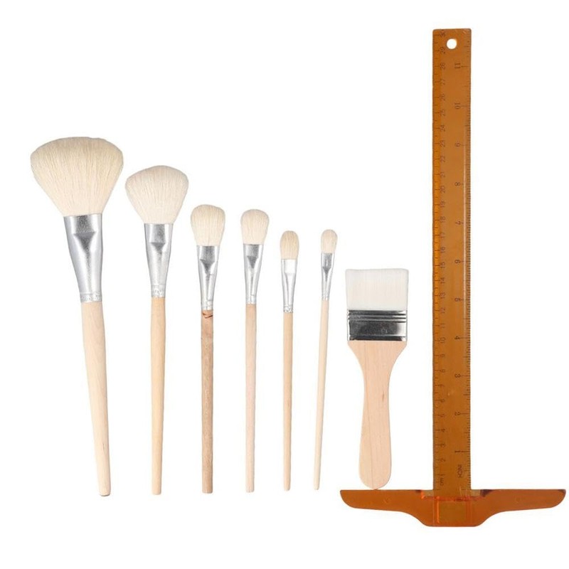 7pcs Mop Brush Goat Hair Paint Brush Multi-Purpose Blending Brush