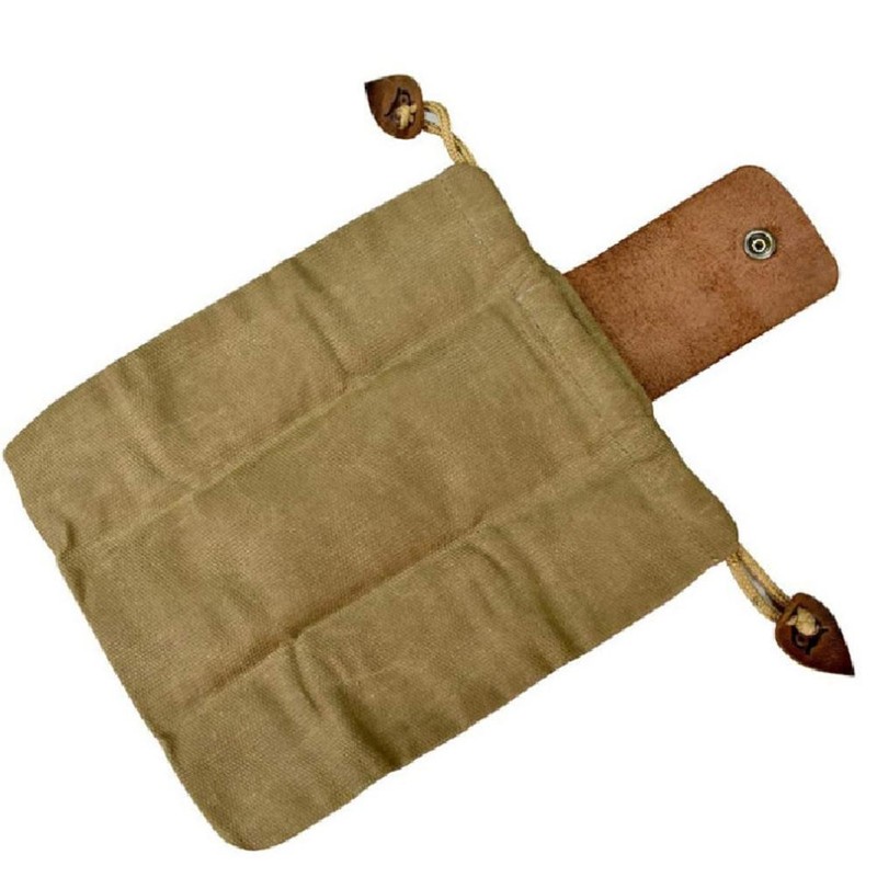Leather and Canvas Bushcraft Bag Collapsible Waxed Canvas Foraging Pouch
