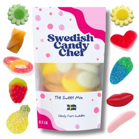 Sweet Swedish Candy Mix Sweet Gummy Candy Bubs - Chewy and Foamy - Hand Packed in Sweden - Swedish Candy Chef - .5LB