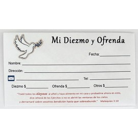 SOBRE PARA DIEZMOS Y OFRENDAS (214 Unidades, ref. Paloma)