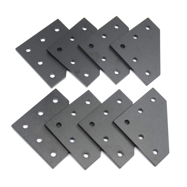 Zeberoxyz 8 Pieces Black L-Shape Corner Angle Plate, 5-Hole 90