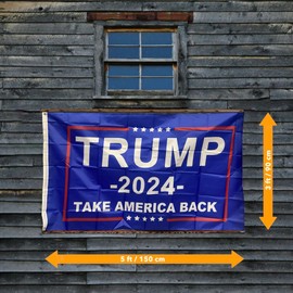 ACTTE Trump 2024 Flag 3x5 Feet, Trump Flag TAKE AMERICAN BACK, Durable 100D Polyester Fiber, Double Stitched Reinforcement Sewing, Anti-Ultraviolet Fading, Single Side (Blue 1-PACK)