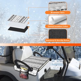 Golf Cart Seat Covers, Golf Cart Seat Towel Blanket with 4 Side Pockets & Non-Slip Bottom Fits for EZGO, Club Car, Yamaha and More 2 Person Seats Golf Carts