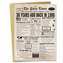 Londue 38th Birthday Card, Unique 38th Birthday Gifts for Her Him, Happy 38th Birthday Decorations for Women Men, Large 38 Years Old Bday Card for Husband Wife