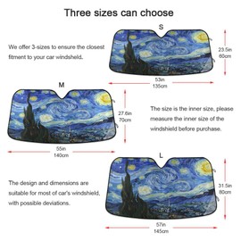 Van Gogh Starry Sky Night Car Windshield Sun Shade Galaxy Sunshades Reflective Block UV Rays Protector Keep Your Vehicle Cool Visor Cover Foldable for Car Truck SUV S