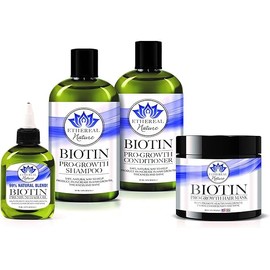 Ethereal Nature Biotin Pro-growth 4 pack (Shampoo 12 oz, Conditioner 12 oz, Hair Oil & Mask)