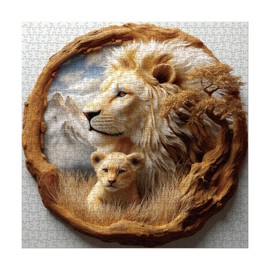 Aesthetic Lion Animal Puzzles for Adults 1000 Pieces, Unique Wildlife Nature Jigsaw Puzzle, Difficult Challenging Art Puzzles