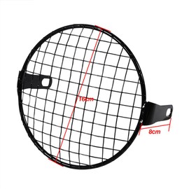 Qiilu Grill for Headlights, 6.3 Inch Retro Motorcycle Grill Side Mount Headlight Lamp Cover Mask Cafe Racer