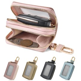 YooFa Women's Smart Key Case, Change Organizer, Key Case, Dual Storage for Coins and Keys, Smart Car Key Case, Clear Window, Keychain, Includes Carabiner, Women's, Men's, Compatible with Smart Keys